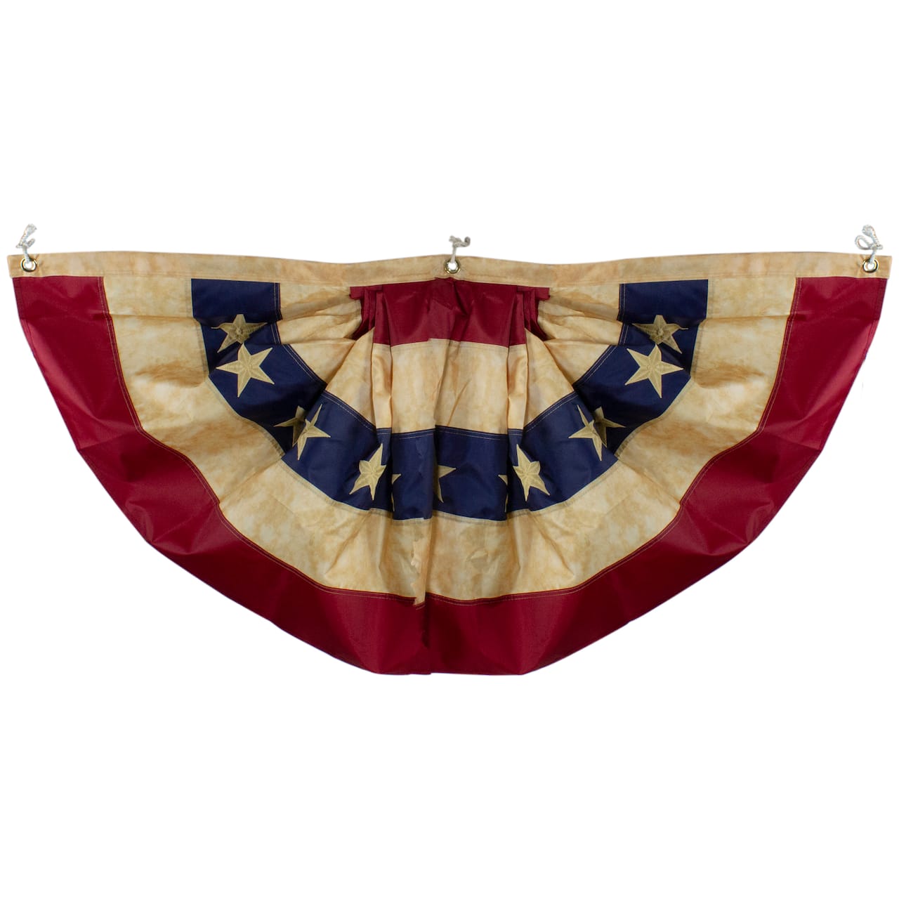 Patriotic Americana Tea-Stained Pleated Bunting Flag, 24" x 48"